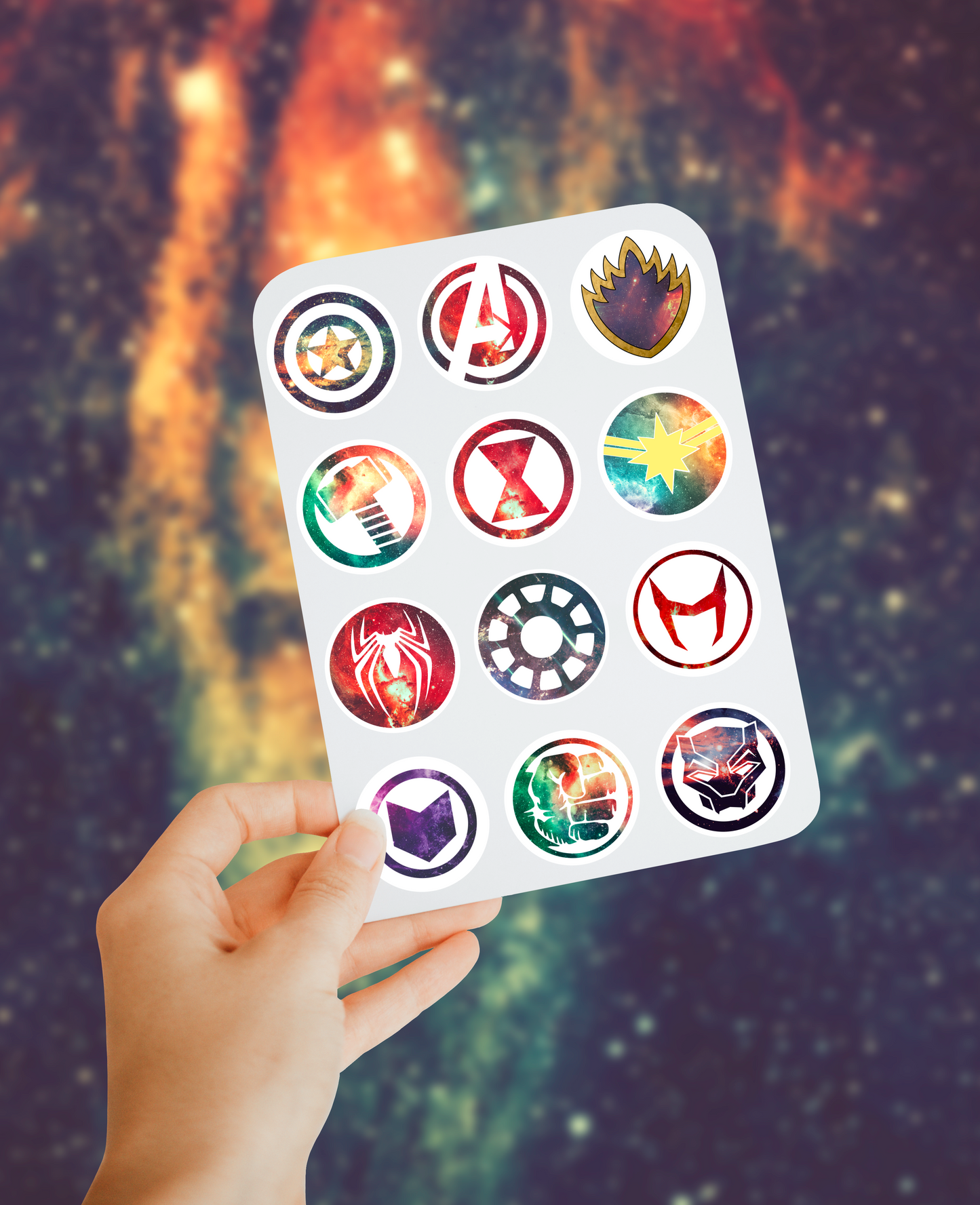 Superhero icon sticker sheet