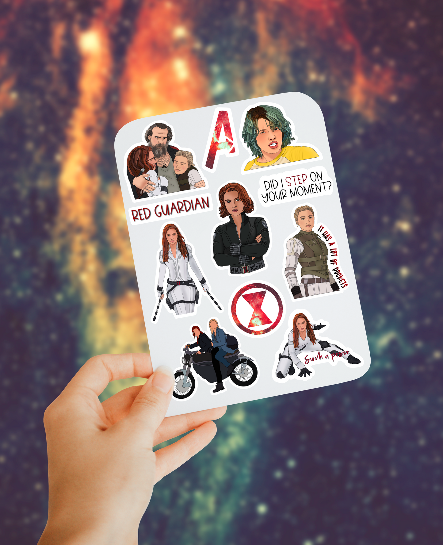 Black widow sticker sheet