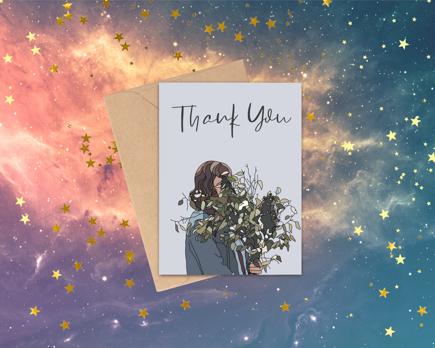 Girl Flower thank you card