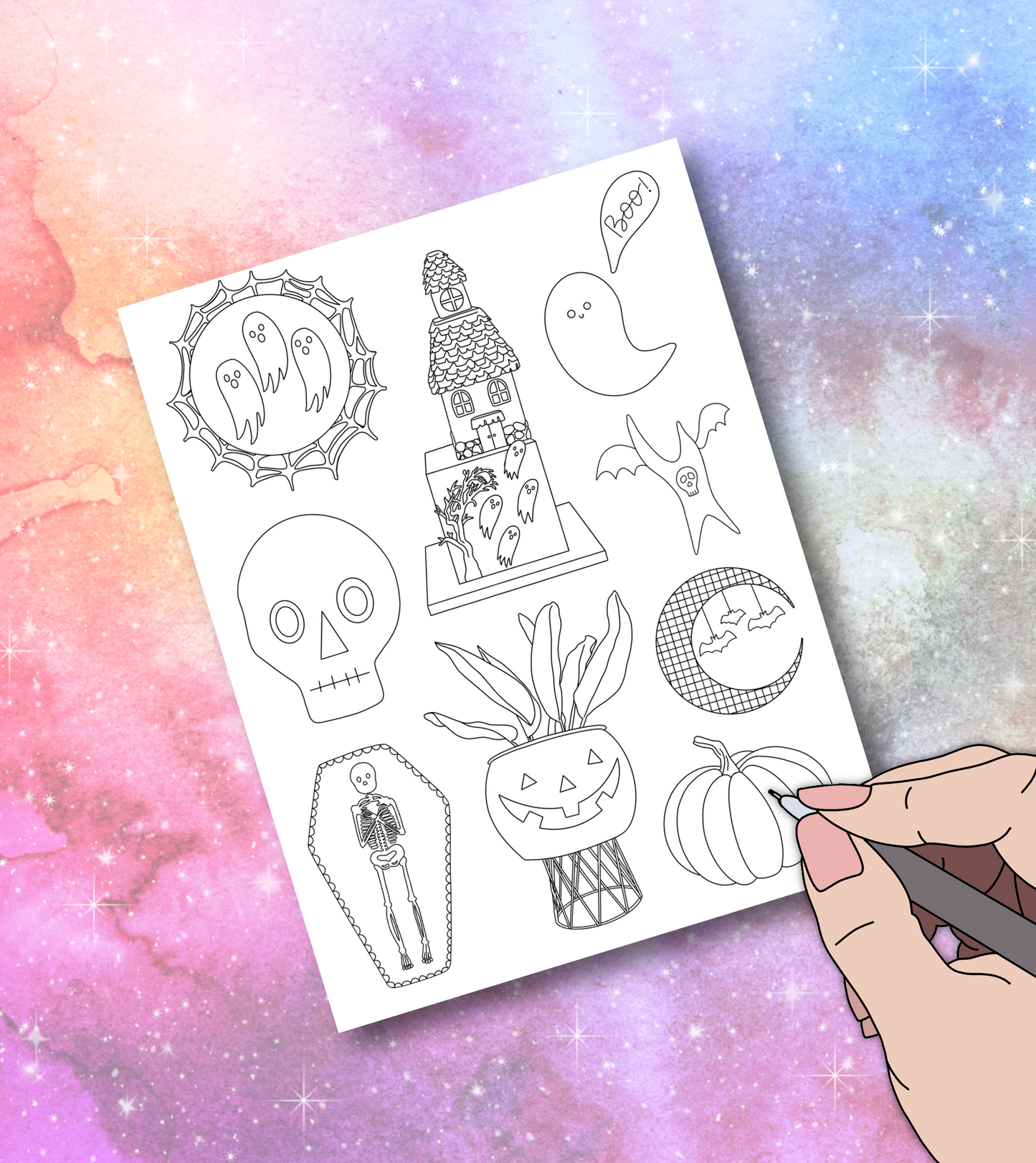 Halloween cute coloring page