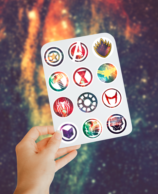 Superhero icon sticker sheet