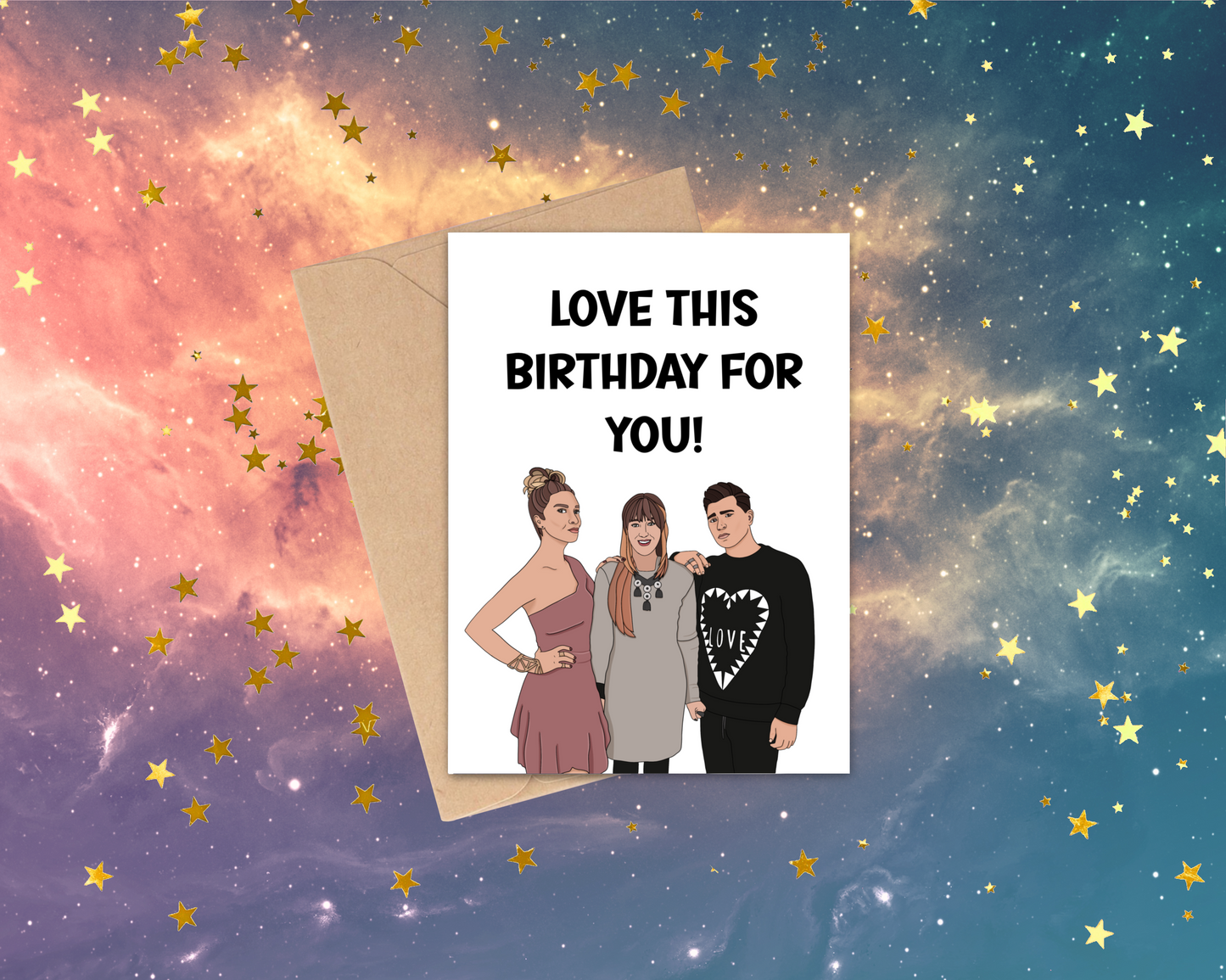 Schitt family Bday card